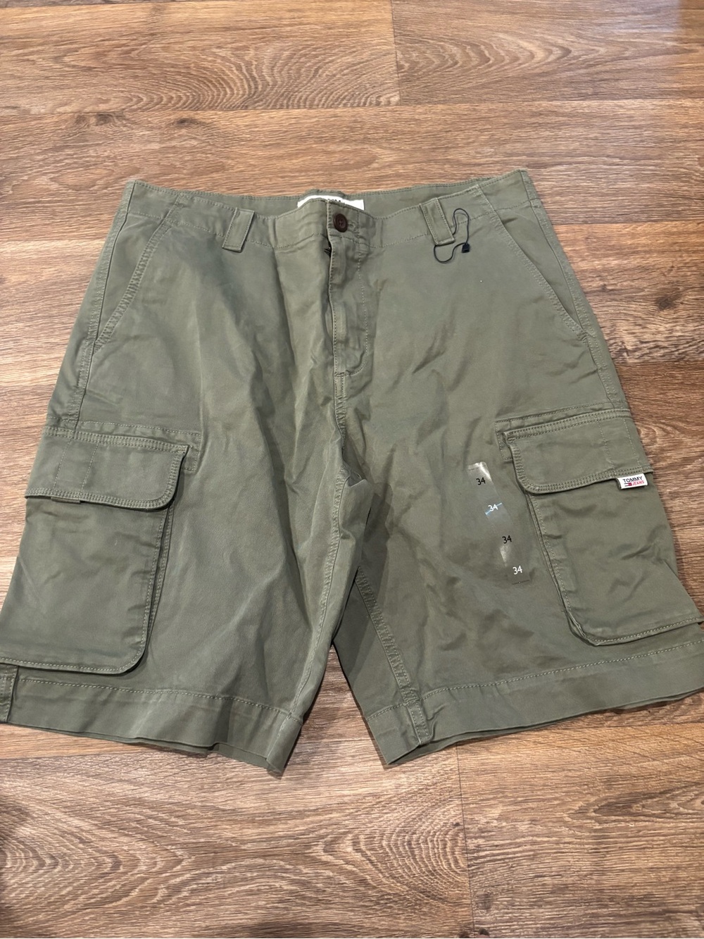Tommy Jeans Cargo Shorts Olive Green Cotton 10 Inch Utility Mens 34 NWT